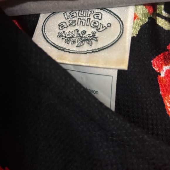 Laura Ashley Black Red Rose Shift Dress Size 14 - Picture 6 of 6